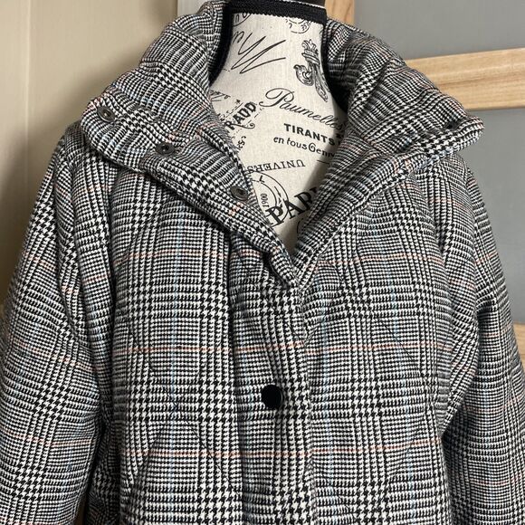 AND A NEW DAY WOMEN Plaid quilted PUFFER JACKET Grey/Black SIZE XL - Picture 2 of 7